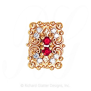 GS530 R/D - 14 Karat Gold Slide with Ruby center and Diamond accents 